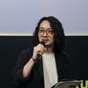 질의에 답하는 정우용 하이브IM 대표[★포토]