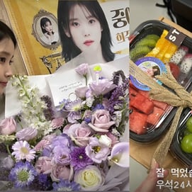 아이유, 변우석과 드라마 촬영 중..화려한 속눈썹 빼꼼