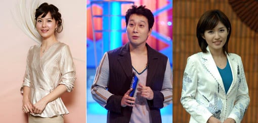 2006 KBS 연예대상시상식 진행자로 발탁된 백승주 아나운서,개그맨 이휘재, 김경란 아나운서(왼쪽부터)