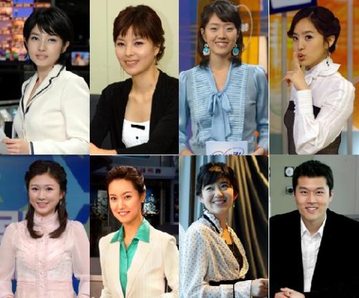 ↑(왼쪽위부터 시계방향으로)KBS 김경란 백승주 고민정 박지윤, SBS 김일중 정미선, MBC 이정민, KBS 이선영 아나운서 ⓒKBS MBC SBS제공
