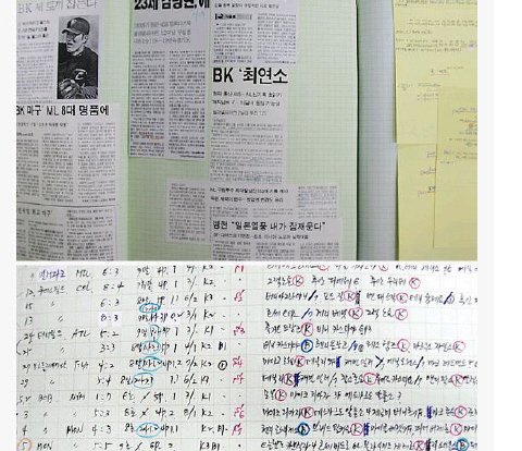 박찬호 선수의 경기를 기록한 고 송인득 아나운서의 '야구노트'