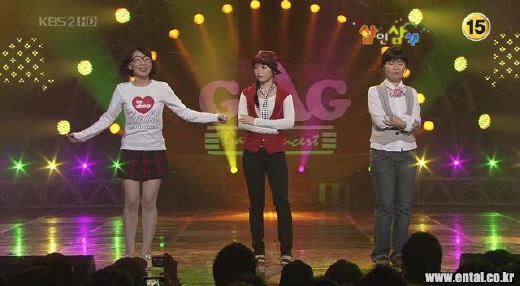 왼쪽부터 지난 9일 방송된 '개그콘서트' '삼인삼색' 코너의 장효인 허미영 박지선.