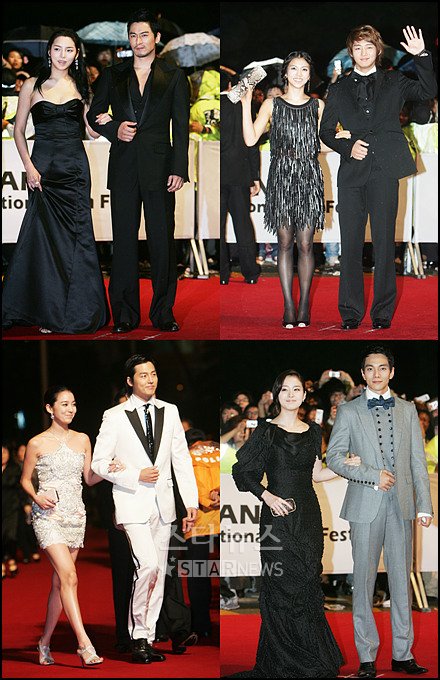 ↑박시연-주진모, 김옥빈-이태성, 김태희-이규한, 이정진-이소연(왼쪽 위부터 시계방향으로)이 레드카펫을 밟고 있다.