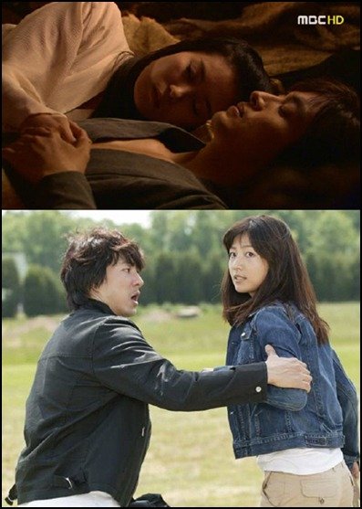 MBC '태왕사신기'의 배용준-문소리(위)과 SBS '로비스트'의 송일국-장진영