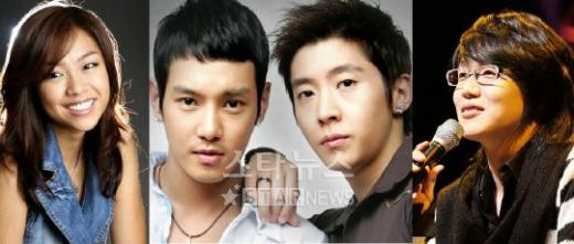 '2007 시월에 눈내리는 마을' 공연에 참가하는 가수들. 왼쪽부터 박정현 플라이투더스카이 성시경. ⓒ머니투데이 스타뉴스