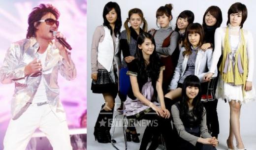이승철 콘서트서 '소녀시대'를 부르는 이승철(왼쪽)과 소녀시대 ⓒ머니투데이 스타뉴스