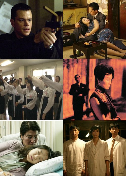 '본 얼티메이텀', '색, 계', '화양연화', '기담', '밀양', '우리학교'(맨 윗줄 왼쪽부터 시계방향으로)