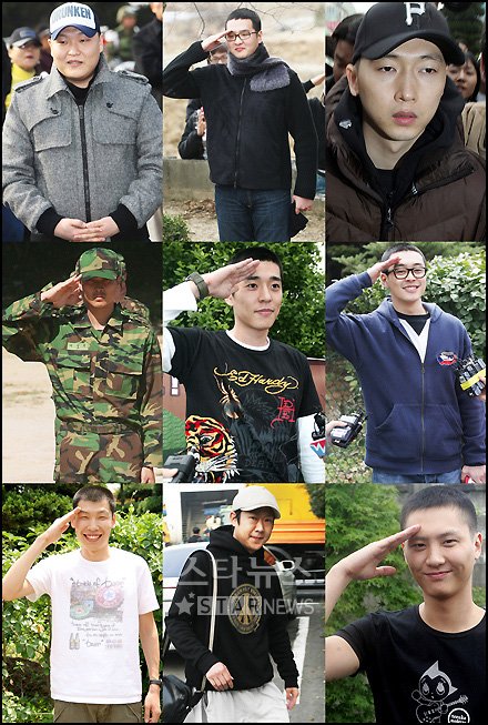 ↑3월 20일 입대한 김태우, 많은 팬들과 친형 같은 박진형과 박준형이 함께했다.