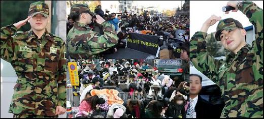 ↑11월 20일 전역한 문희준, 2년간 잊지 않고 기다려준 팬들에게 하트로 답례하고 있다.