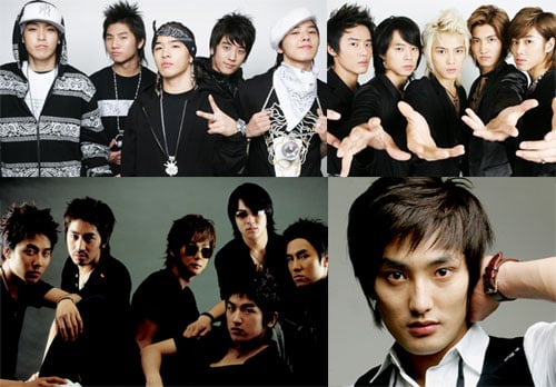ⓒ<왼쪽 상단부터 시계방향으로 빅뱅, 동방신기,강타,신화>