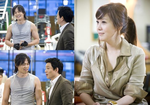 ↑'온에어'에 카메오로 출연한 이서진(왼쪽사진)과 김정은 사진=SBS