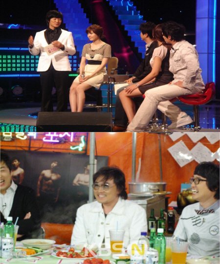 ↑SBS '더 스타쇼'(위)와 KBS JOY '미남들의 포차'