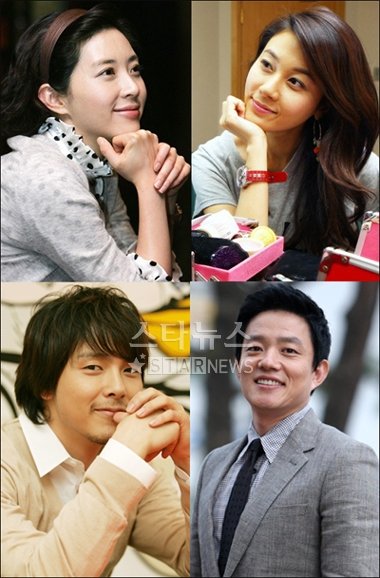 '온에어'의 주연배우 송윤아 김하늘 이범수 박용하(왼쪽부터 시계방향)