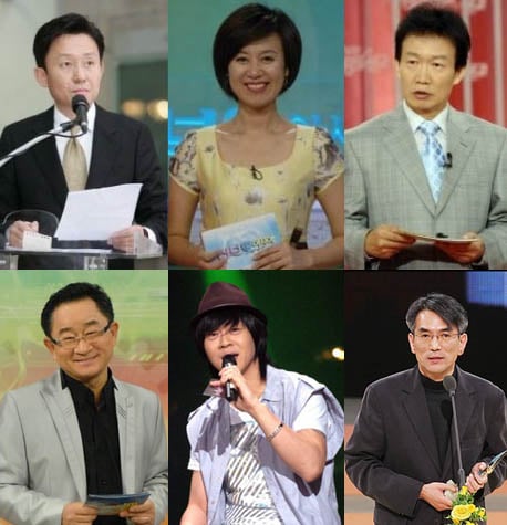 KBS 가을개편을 맞아 프로그램에서 하차한 손범수,박미선,임성훈,정관용,윤도현,이홍렬(왼쪽 위부터 시계방향)