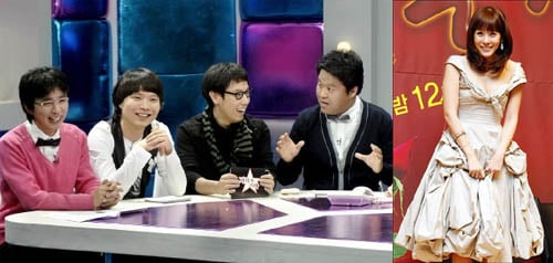 MBC '음악여행 라라라'의 MC 김국진,신정환,윤종신,김구라와 SBS '김정은의 초콜릿'의 MC 김정은