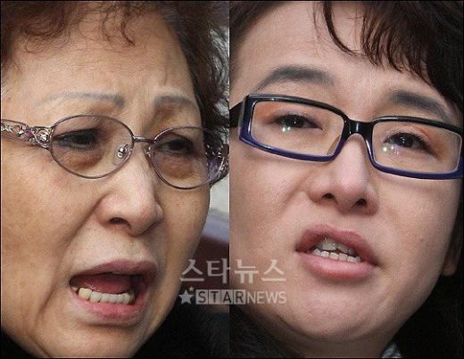 故 안재환의 어머니(왼쪽)와 누나 안미선 씨 ⓒ임성균 기자