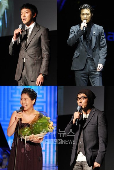 배우 하정우, 정우성, 김지운 감독과 배우 김지영 (왼쪽 위부터 시계방향) ⓒ머니투데이 스타뉴스