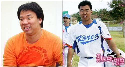 개그맨 오지헌과 야구선수 이범호. <사진제공=이범호 선수 미니홈피>