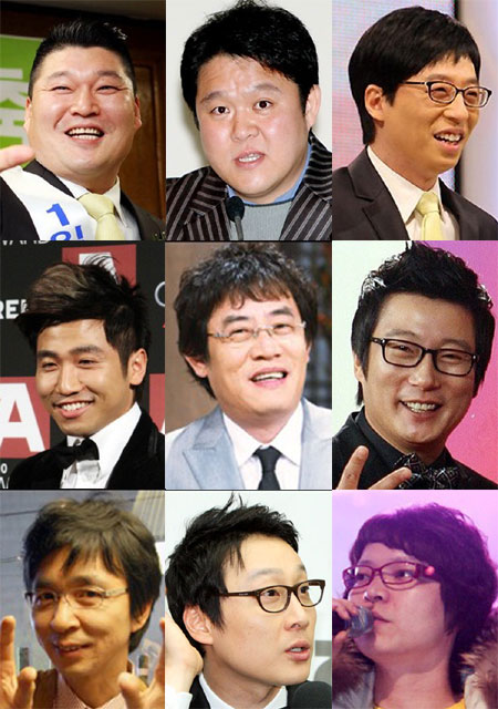 강호동 김구라 유재석 유세윤 이경규 이수근 김국진 이휘재 신정환 (위 왼쪽부터) ⓒ머니투데이 스타뉴스
