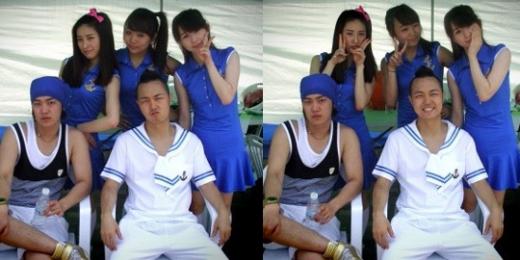 ↑명카드라이브의 '냉면' 댄서팀 아이디묘, 뒷줄 맨 오른쪽이 '지율' ⓒ아이디묘 카페