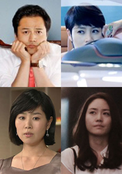 고민중? MBC '밥 줘'의 김성민, SBS '스타일'의 김혜수, '태양을 삼켜라'의 성유리, '두 아내'의 김지영(왼쪽 위부터 시계방향) <사진=MBC, SBS>