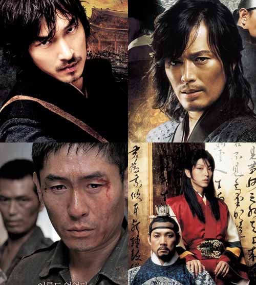 '불꽃처럼 나비처럼' '신기전' '왕의 남자' '실미도'(시계방향) <사진출처=영화포스터>