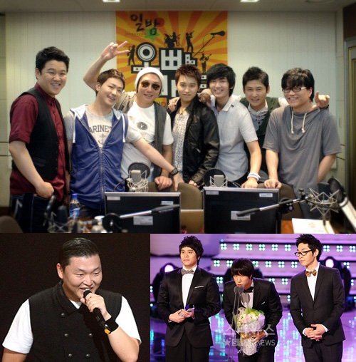 '오빠밴드',SG워너비,싸이(위쪽부터 시계방향)