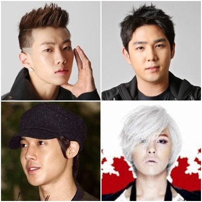 재범, 강인, 지드래곤, 김현중(왼쪽 위부터 시계방향)