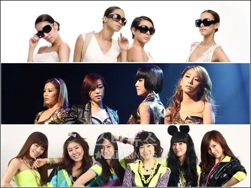 쥬얼리, 브라운아이드걸스, 애프터스쿨(위부터)