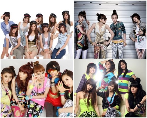 소녀시대, 2NE1, 애프터스쿨, 포미닛(왼쪽 위부터 시계방향으로) ⓒ사진=SM엔터테인먼트, YG엔터테인먼트, 임성균 기자 tjdrbs23@, 송희진 기자 songhj@