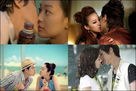 ↑(왼쪽 위부터 시계방향)KBS 2TV '아이리스', MBC '맨땅에 헤딩', SBS '미남이시네요', 영화 '홍길동의 후예'에 등장한 키스신