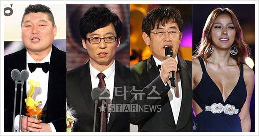↑ 대상의 영광은 누구에게? 강호동 유재석 이경규 이효리(왼쪽부터) ⓒ머니투데이 스타뉴스