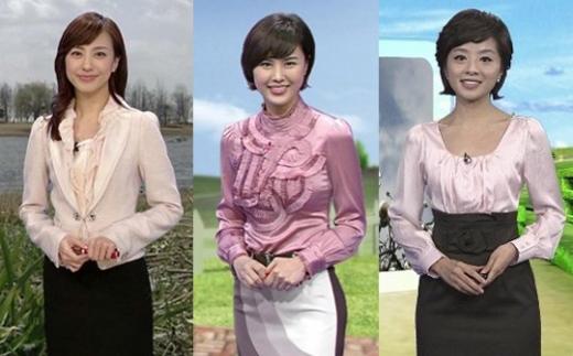 ↑(왼쪽부터)MBC 배수연과 박은지 기상캐스터, KBS 김혜선 기상캐스터
