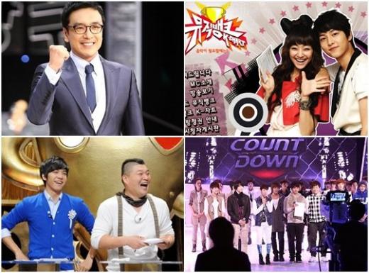 사진 왼쪽 위부터 시계방향으로 '승승장구', '뮤직뱅크', '엠카운트다운', '강심장'