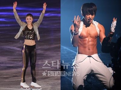 ▲김연아(왼쪽)와 비 ⓒ사진=머니투데이 스타뉴스