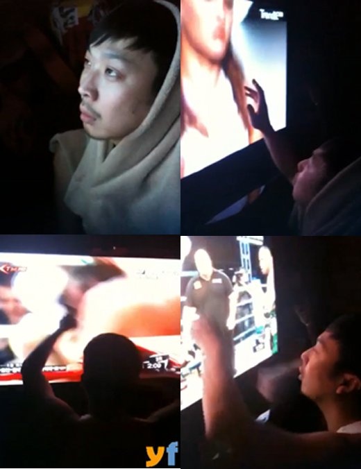 ↑가수 하하가 28일 트위터에 '난 남자야'라는 제목으로 TV 보는 동영상 2개를 게재했다.ⓒ하하 트위터