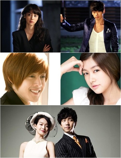 사진 위부터 '도망자'의 비 이나영, '장난스런 키스'의 김현중 정소민, '내 여자친구는 구미호'의 이승기 신민아