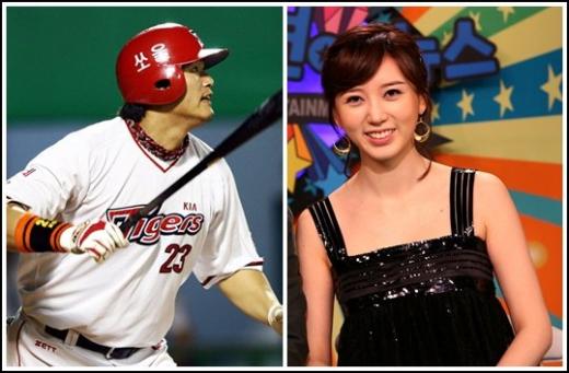 최희섭(왼쪽)과 김유미 ⓒ사진출처=기아타이거즈 홈페이지, SBS