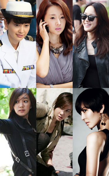 '도망자'의 이나영, 윤손하, 윤진서, '아테나: 전쟁의 여신'의 수애, 이지아, 김소연(위부터)