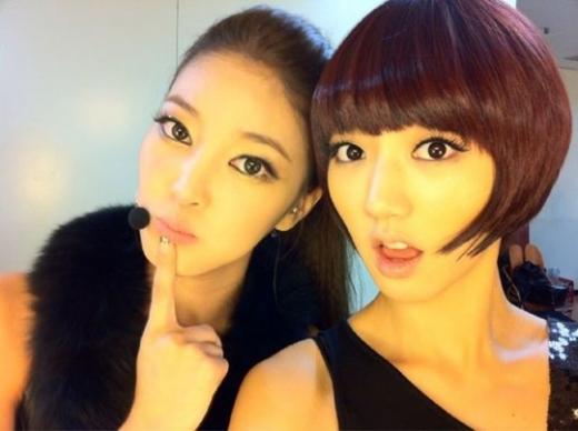 NS윤지(왼쪽)과 나인뮤지스 은지 <사진=은지 트위터>