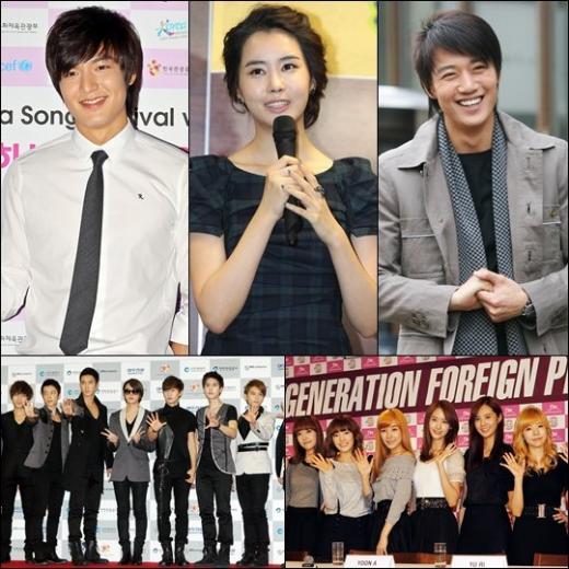 (왼쪽부터 시계방향)이민호, 이다해, 김래원, 소녀시대, 슈퍼주니어 ⓒ머니투데이 스타뉴스