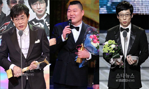 KBS 대상 수상자 이경규, SBS 대상 수상자 강호동, MBC 대상 수상자 유재석 ⓒ머니투데이 스타뉴스