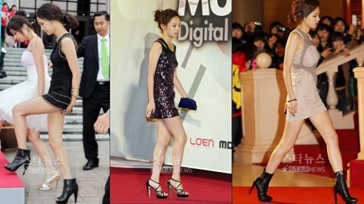 초미니 드레스 차림으로 시상식에 참석한 윤승아 ⓒ머니투데이 스타뉴스