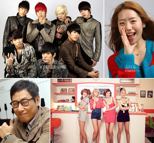 그룹 인피니트, 신보경(보니), 시크릿, 윤종신(사진 위 왼쪽부터 시계방향으로)