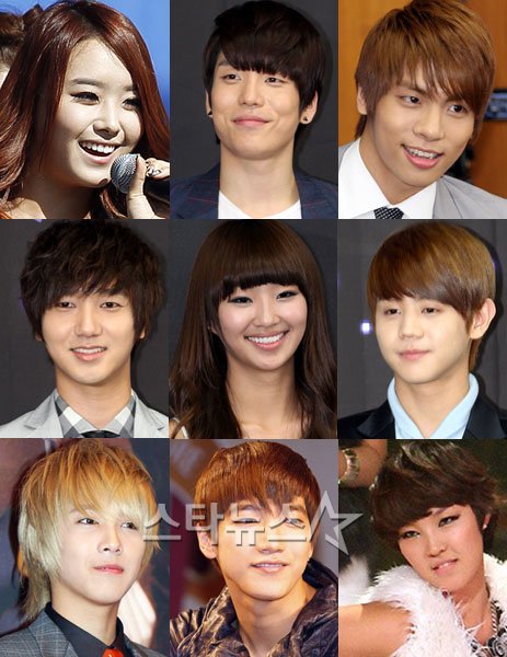 시크릿 송지은, 2AM 창민, 샤이니 종현, 슈퍼주니어 예성, 씨스타 효린, 비스트 요섭, FT아일랜드 이홍기, 2PM 준수, 포미닛 전지윤(위부터) ⓒ머니투데이 스타뉴스