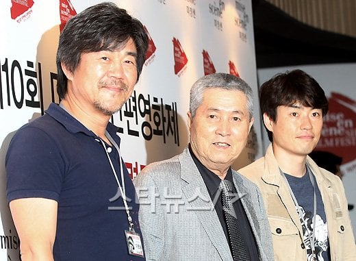 제10회 미쟝센단편영화제 개막식에 참석한 이현승 임권택 류승완 감독(왼쪽부터) ⓒ사진=홍봉진 기자