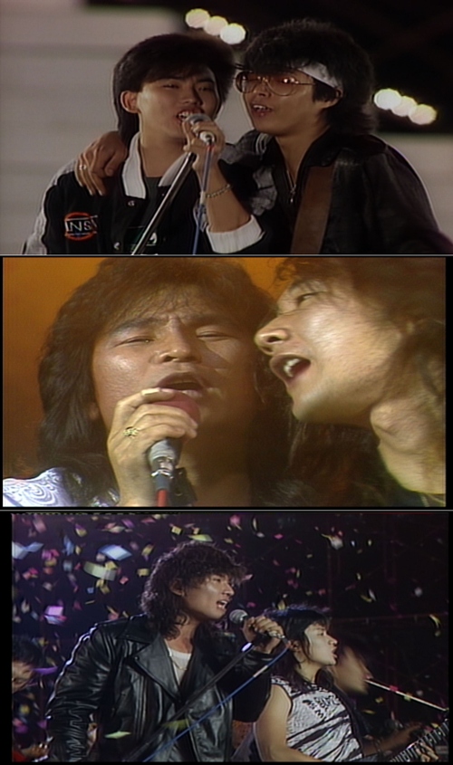 사진 위부터 '부활' 당시의 이승철과 김태원, '백두산' 당시의 유현상과 김도균, '시나위' 당시의 임재범과 신대철 <사진=MBC스페셜 '나는 록의 전설이다' 중>
