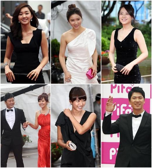 사진 왼쪽 위부터 시계방향으로 수애, 신세경, 박보영, 김상경, 박정아, 공형진과 소유진 ⓒ사진=임성균 기자