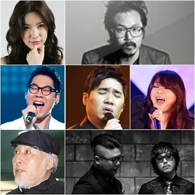 박기영(왼쪽 위부터 시계방향) 백현진 이영현 부가킹즈 김도향 김연우 김조한