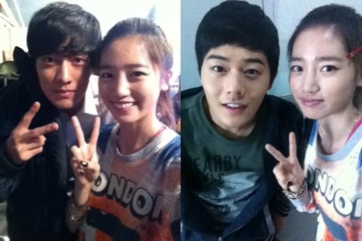 ↑(왼쪽 사진) 배우 소지섭(왼쪽)과 한보배, (오른쪽 사진) 그룹 제국의 아이들의 동준(왼쪽)과 한보배
ⓒ출처=한보배 트위터
